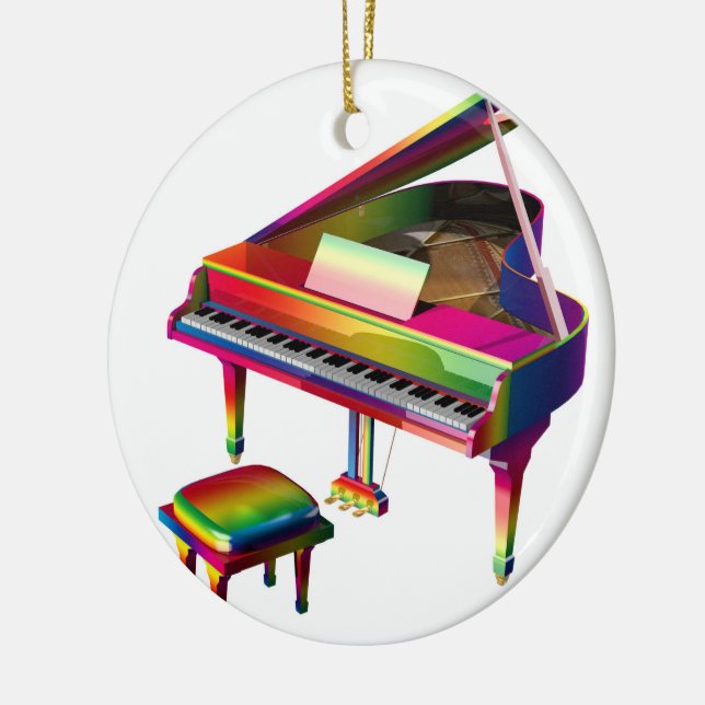 Rainbow Coloured Piano Ceramic Ornament (Left)