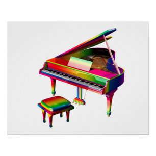 Rainbow Coloured Piano Poster