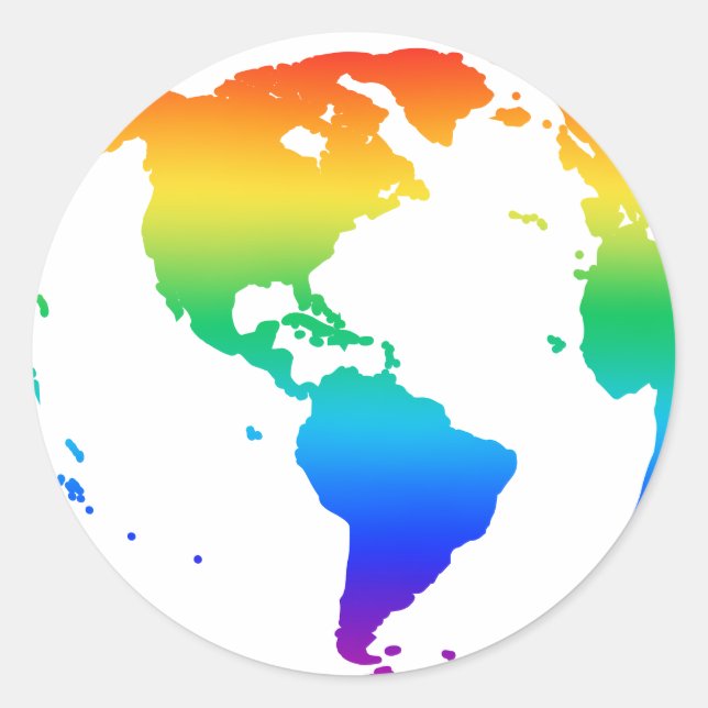Rainbow coloured planet earth classic round sticker (Front)