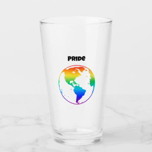 Rainbow coloured planet earth glass