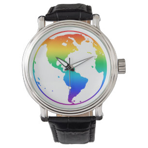Rainbow coloured planet earth watch
