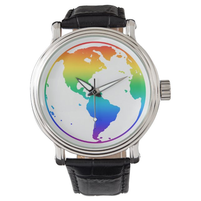Rainbow coloured planet earth watch (Front)