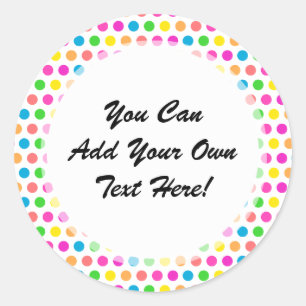 Rainbow Coloured Polka Dots Fun Happy Pattern Classic Round Sticker