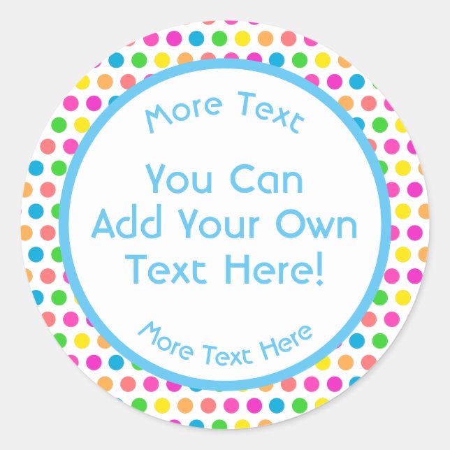 Rainbow Coloured Polka Dots Fun Happy Pattern Classic Round Sticker (Front)