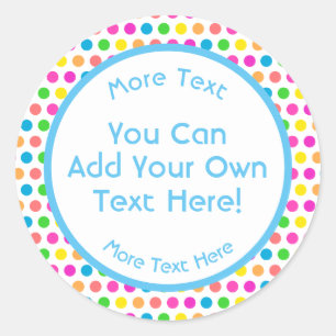 Rainbow Coloured Polka Dots Fun Happy Pattern Classic Round Sticker