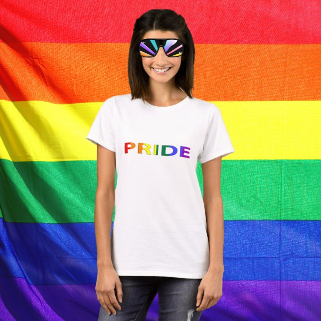 Rainbow Coloured Pride Word T-Shirt (Rainbow Colored Pride Word T-Shirt)