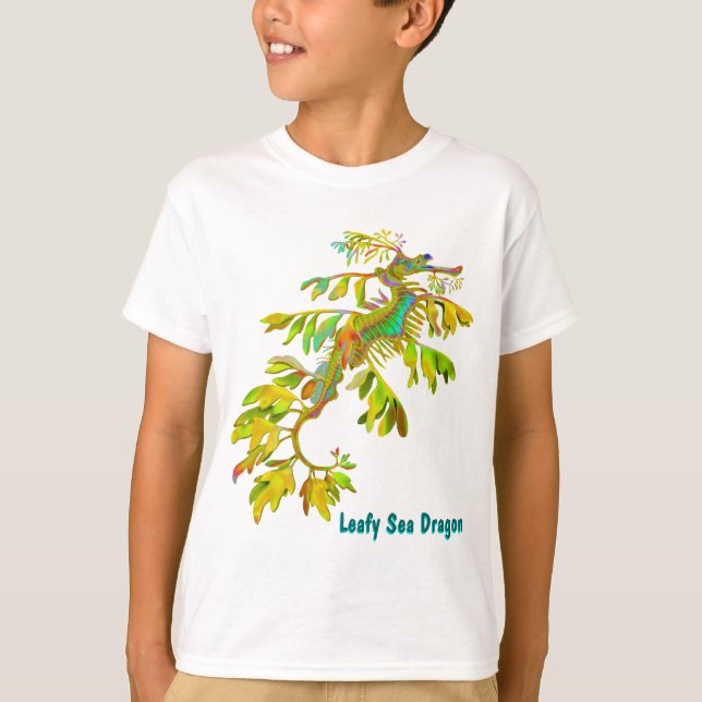 Rainbow Coloured Sea Dragon Kids T-Shirt (Front)