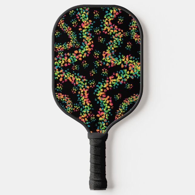 Rainbow Coloured Seurat Style Pointillism Pattern Pickleball Paddle (Front)