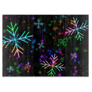 Rainbow Coloured Snowflakes Cutting Board