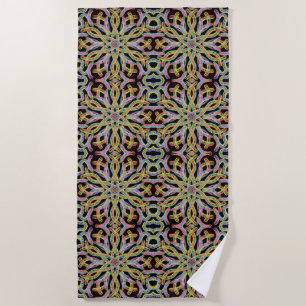 Rainbow Coloured String Rope Pattern Art Beach Towel