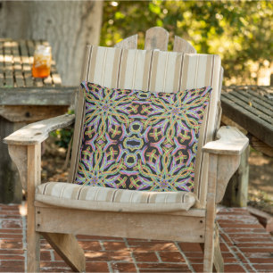 Rainbow Coloured String Rope Pattern Art Cushion