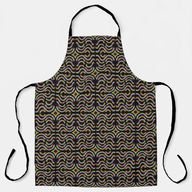 Rainbow Coloured String Rope Repeating Pattern Art Apron (Front)