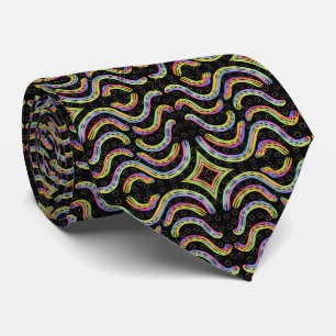 Rainbow Coloured String Rope Repeating Pattern Tie