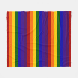 Rainbow Coloured Stripes Fleece Blanket