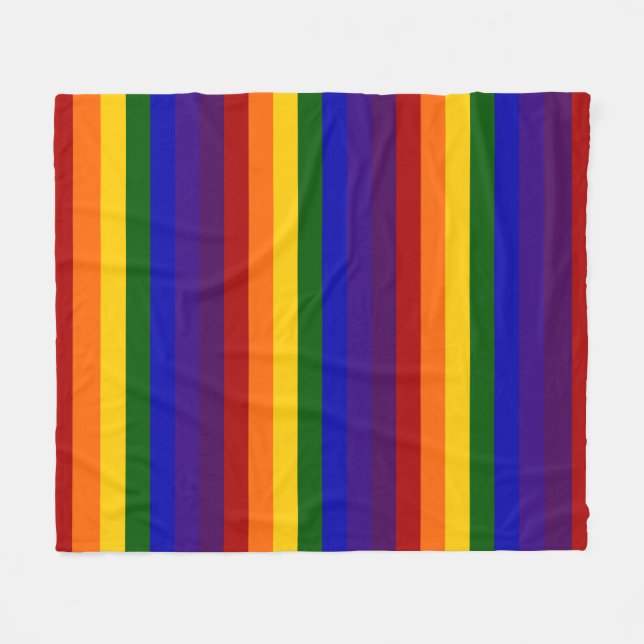 Rainbow Coloured Stripes Fleece Blanket (Front (Horizontal))