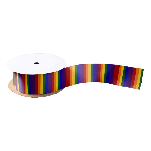 Rainbow Coloured Stripes Satin Ribbon (Spool)