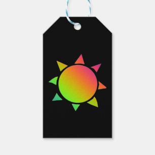 Rainbow coloured sun with black background gift tags