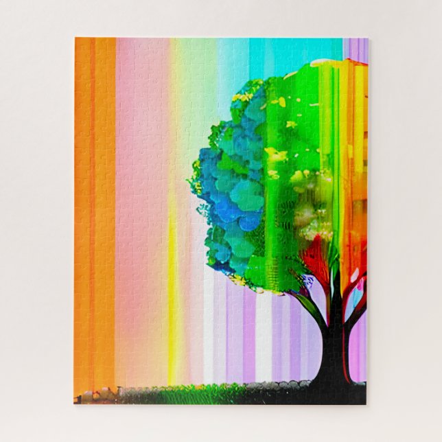 Rainbow Coloured Tree and Sky Jigsaw Puzzle (Vertical)