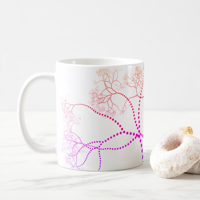 Rainbow Coloured Tree Digital Art Coffee Mug (With Donut)
