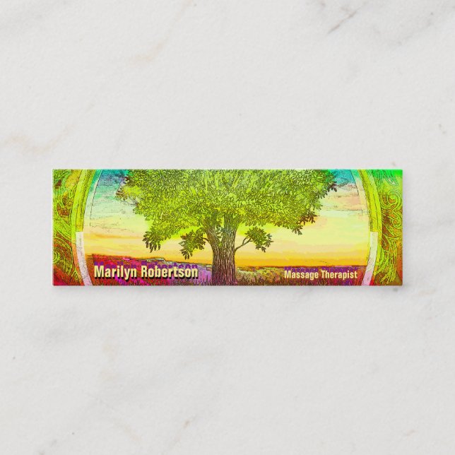 Rainbow Coloured Tree Mini Business Card (Front)