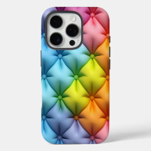Rainbow coloured tufted appearance iPhone 16 pro case