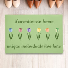 Rainbow coloured tulip flowers neurodiverse quote
