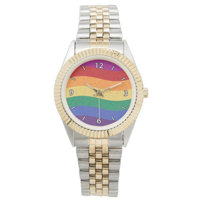 Rainbow Coloured Wavy Lines Watch (Front)