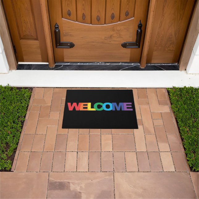 Rainbow Coloured Welcome Mat (Outdoor)
