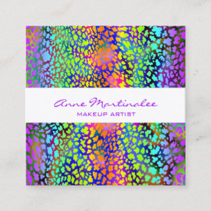 Rainbow Colourful Animal Print Square Business Car Card