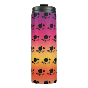 Rainbow Colourful Black Cat Cute Pattern Thermal Tumbler