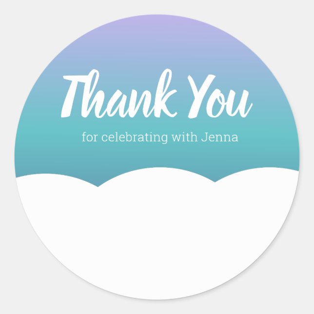 Rainbow Colourful Cloud Thank You Classic Round Sticker (Front)