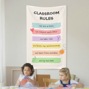 Rainbow Colourful Custom Teacher's Classroom Rules Banner