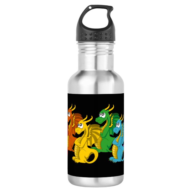 Rainbow colourful dragons cartoon  532 ml water bottle (Front)