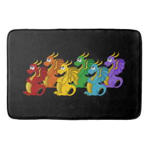 Rainbow colourful dragons cartoon bath mat
