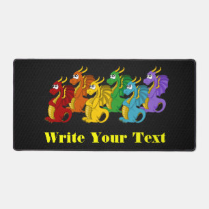 Rainbow colourful dragons cartoon desk mat