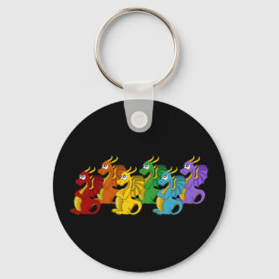 Rainbow colourful dragons cartoon  key ring