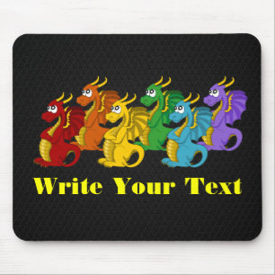 Rainbow colourful dragons cartoon mouse pad