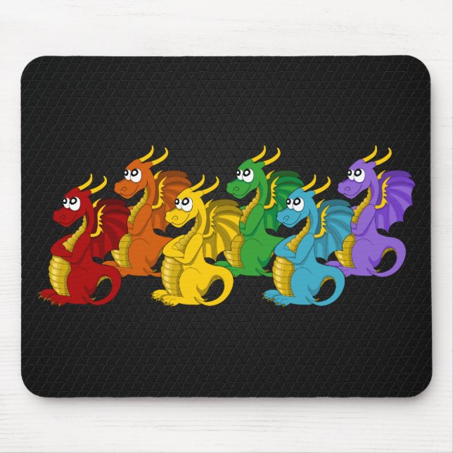 Rainbow colourful dragons cartoon  mouse pad (Front)