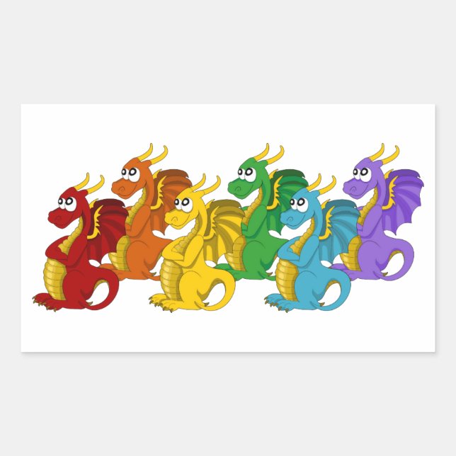 Rainbow colourful dragons cartoon Stickers (Front)