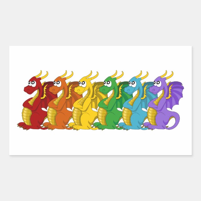 Rainbow colourful dragons cartoon Stickers (Front)