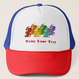 Rainbow colourful dragons cartoon trucker hat