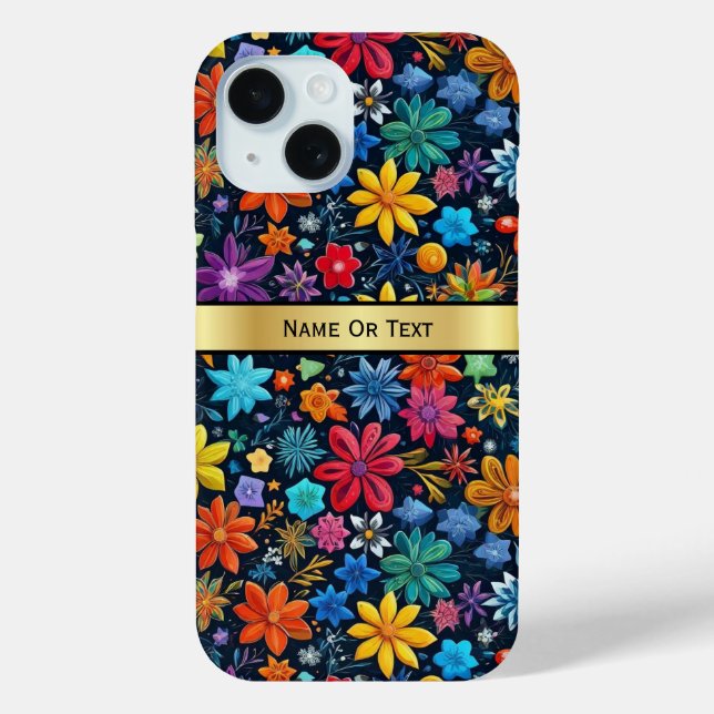 Rainbow Colourful Elegance: Unique Floral Pattern Case-Mate iPhone Case (Back)