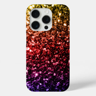 Rainbow colourful faux glitter sparkles bling  iPhone 15 pro case