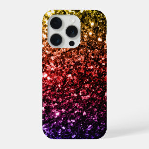 Rainbow colourful faux glitter sparkles bling iPhone 15 pro case