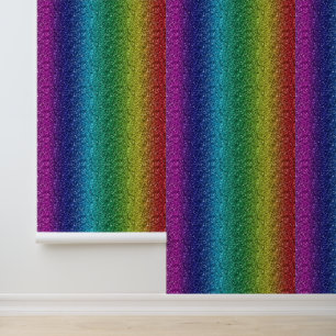 Rainbow Colourful Glitter Stripe Pattern DIY Trend Wallpaper