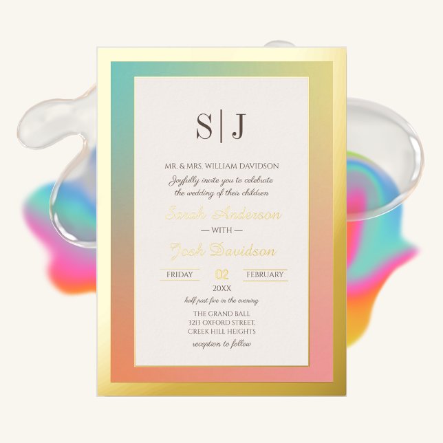Rainbow Colourful Golden Foil Wedding (Creator Uploaded)