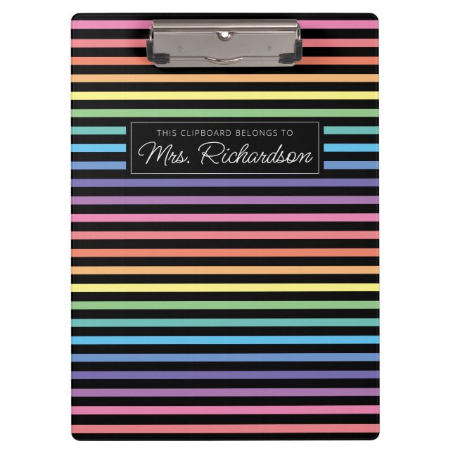 Rainbow Colourful Homeschool Teacher Clipboard (Front)