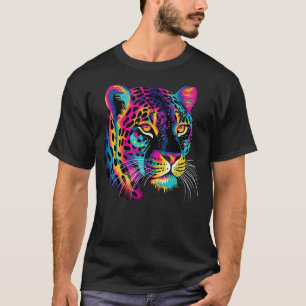 Rainbow Colourful Jaguar Big Cat Lover Print Graph T-Shirt