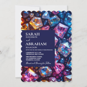 Rainbow Colourful JEwels Wedding Invitation