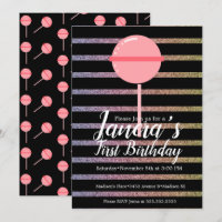 Rainbow Colourful Lollipop Candy Bar First Birthda